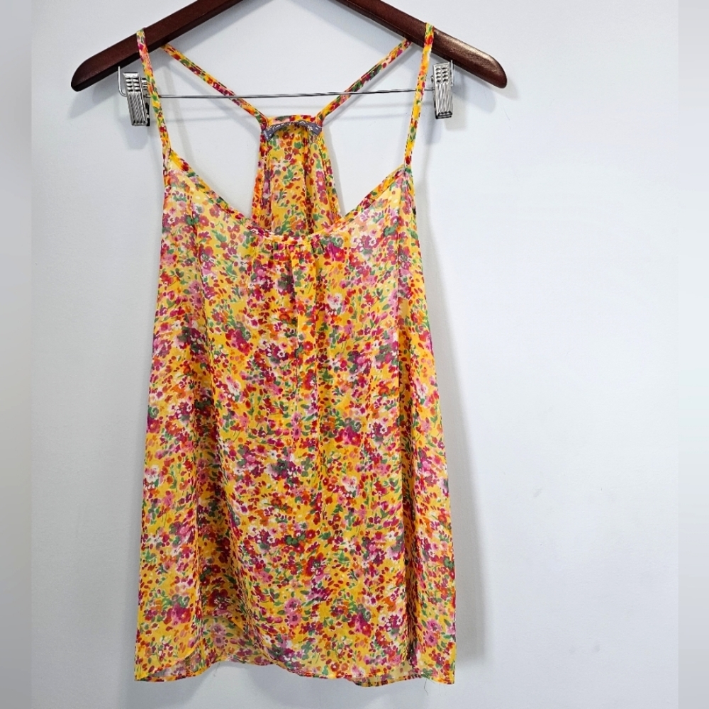 Sakura Floral Open Back Spaghetti Strap Tank - Size US M